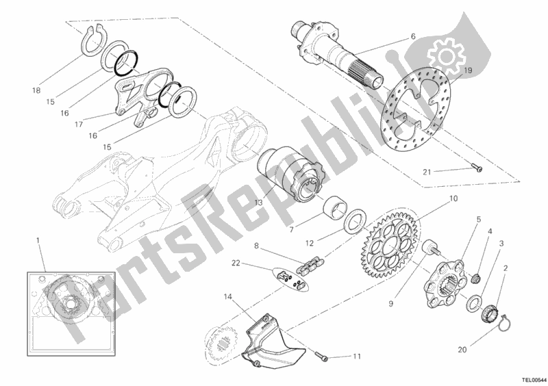 Todas as partes de Eixo Da Roda Traseira do Ducati Streetfighter S USA 1100 2010
